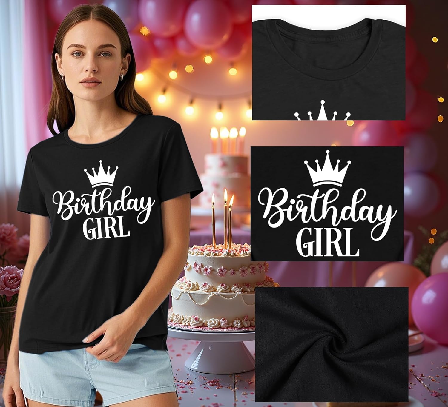 Birthday Girl Shirts for Women Happy B-Day T-Shirt Birthday Squad Tee Tops - Image 8