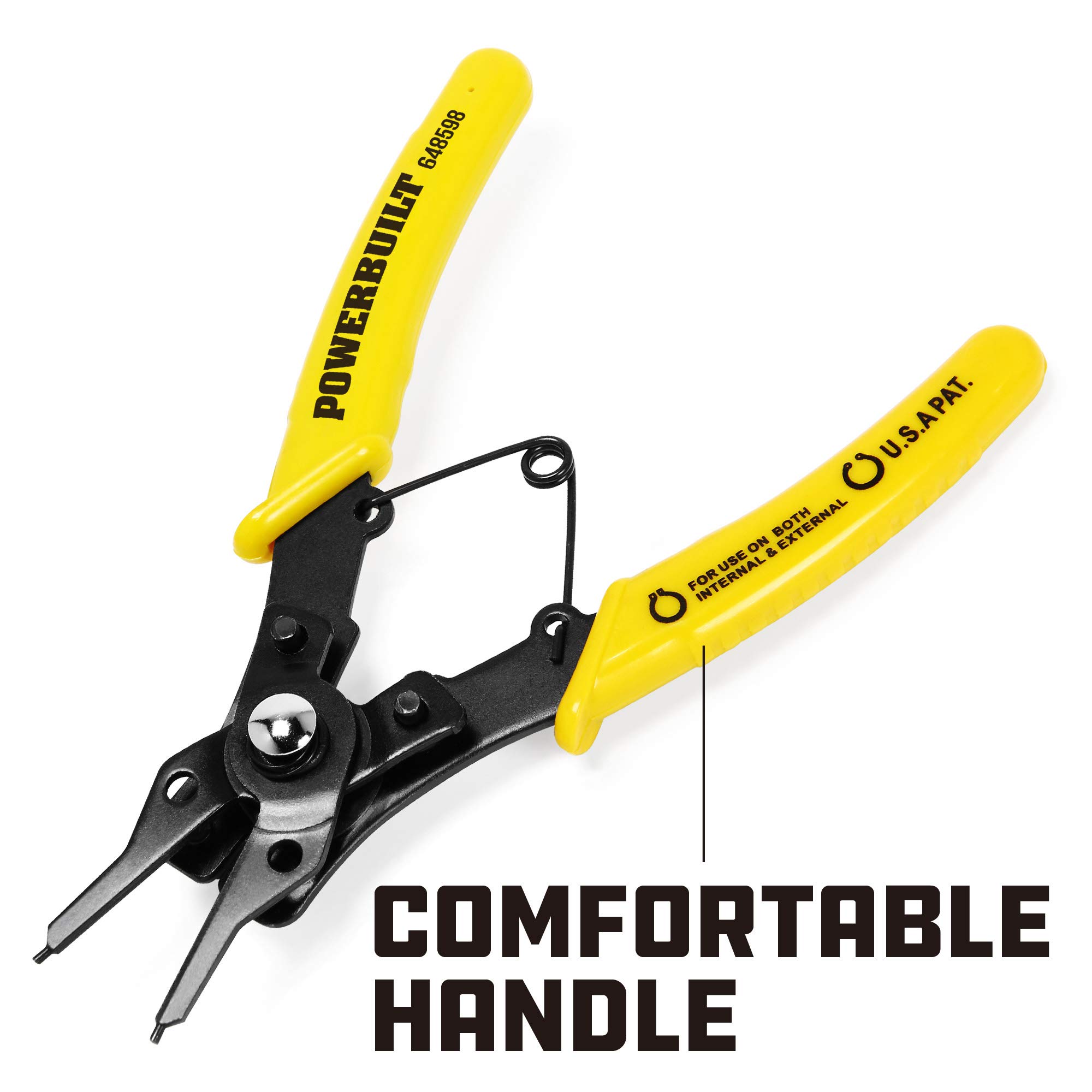 Powerbuilt 648598 Body & Changeable Jaws Combination Snap Ring Pliers (8 Piece), Yellow - Image 4