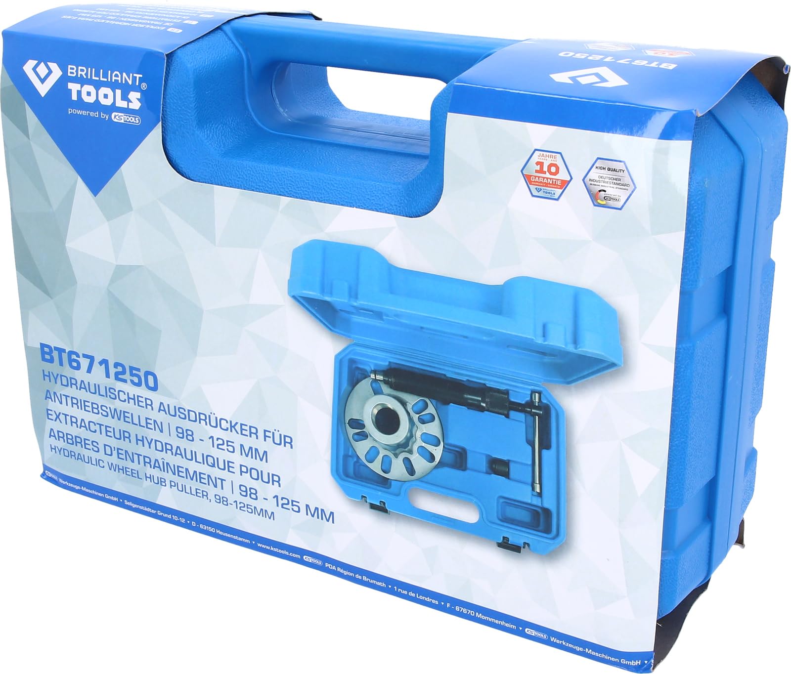 BRILLIANT TOOLS BT671250 Extracteur hydraulique pour moyeux, 98 mm - 12,5 cm [Powered by KS TOOLS]