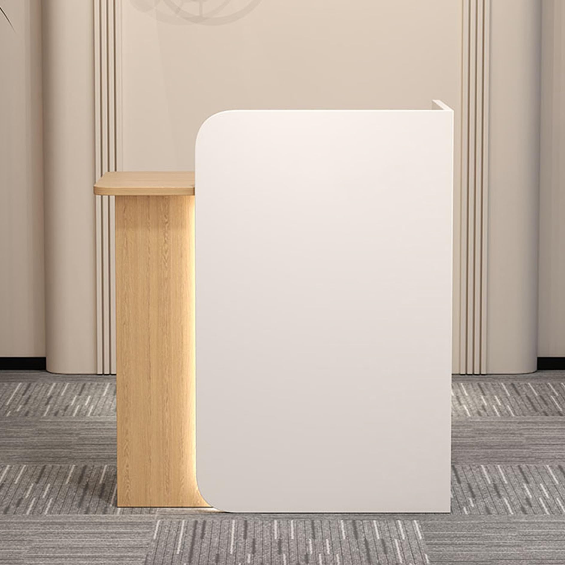 Reception Desk con illuminazione a LED Contatore cassa Negozio Checkout Tabella Segretaria Scrivania con Computer Cabinet nized Sistema di gestione dei cavi