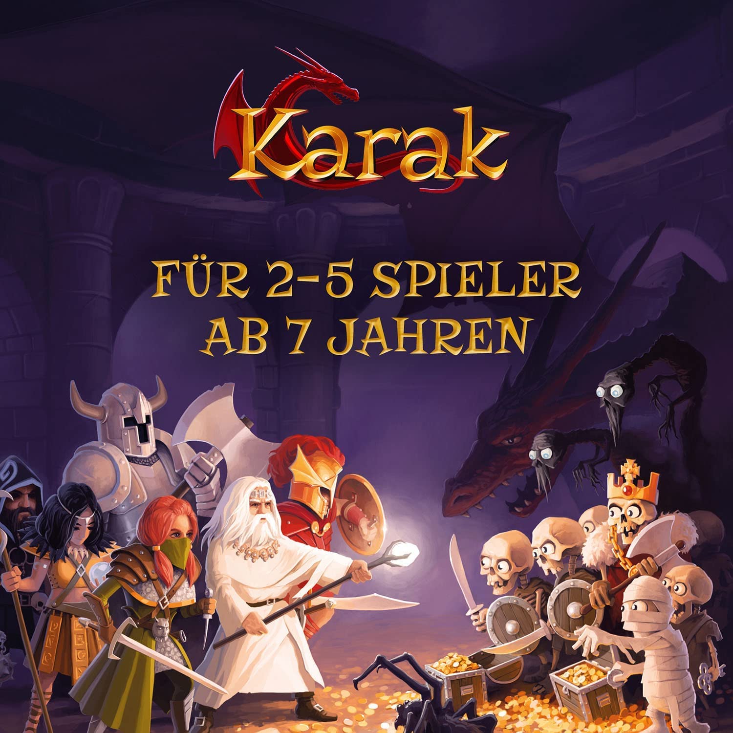 Kosmos 682286 Karak - Das Abenteuer beginnt, spannendes Kinderspiel ab 7 Jahre für 2-5 Personen, Fantasy Abenteuer Spiel, Brettspiel mit Würfeln, deutsche Anleitung, Grey