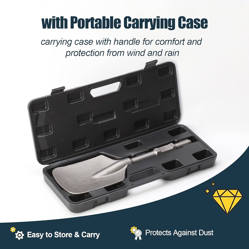 5 Pit Shovel Jack Hammer Breaker Clay Spade Chisel Bit For Jack Hammer, Chrome Steel Clay Spade Scoop Chisel For Electric Breaker, Grooves Or Holes With Black Plastic Box