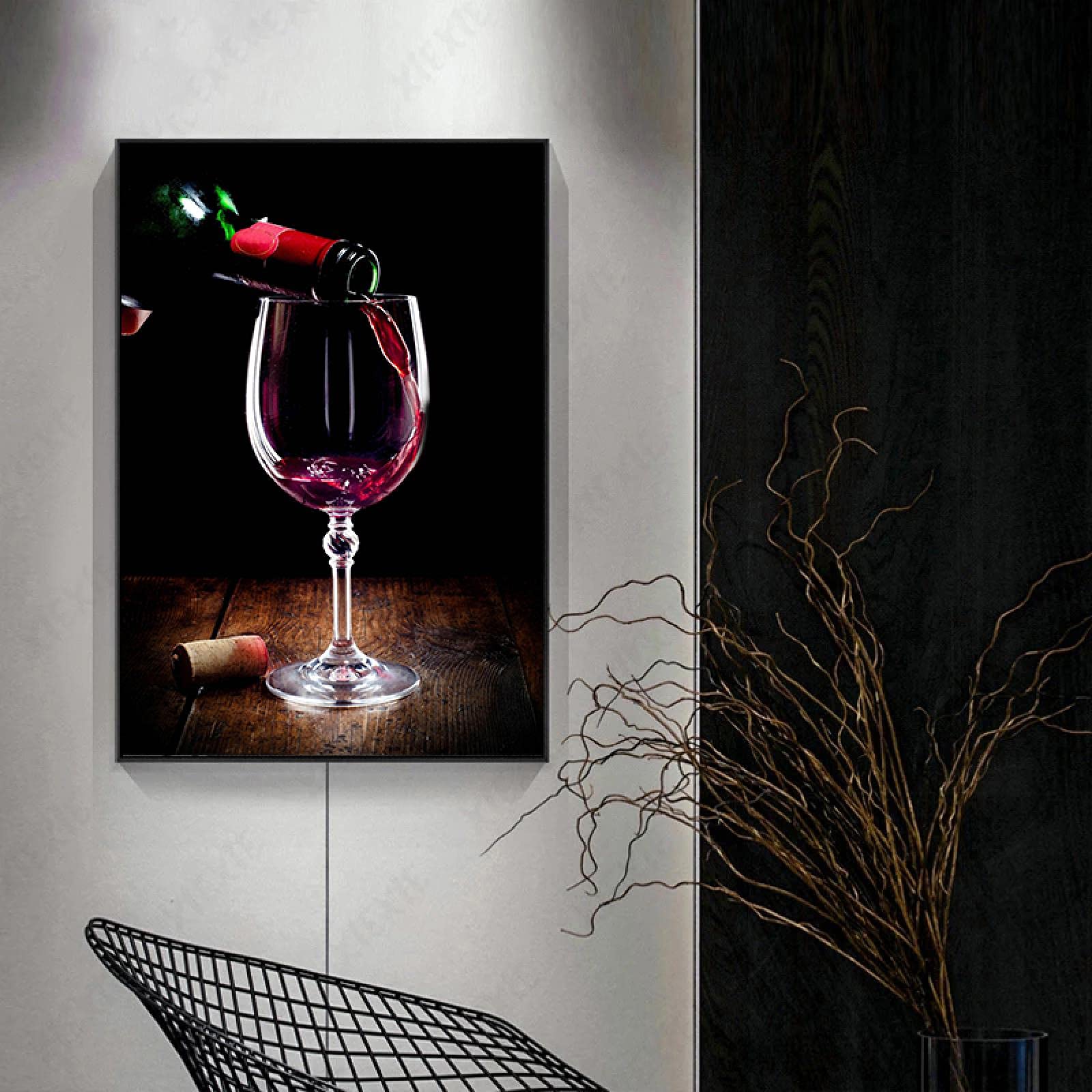 Quadro Su Tela Astratto Moderno Con Calici Da Vino | Stampe Artistiche Per Soggiorno, Bagno O Ufficio | 30x50 Cm Senza Cornice