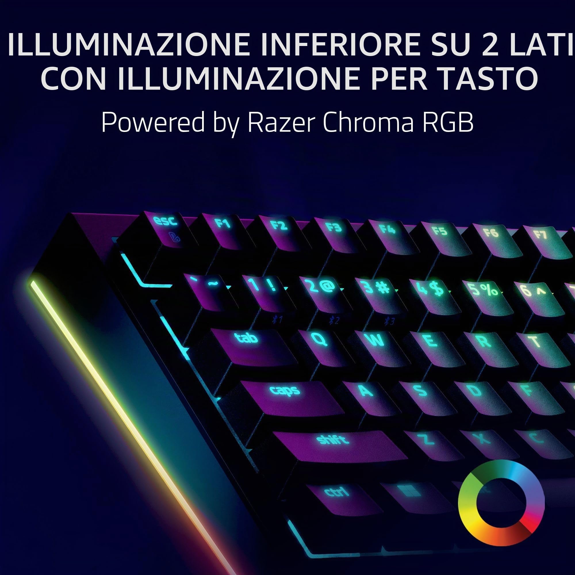Razer BlackWidow V4 Pro 75% Tastiera da gioco wireless: display OLED - True 4K Hz Wireless - Bluetooth - Hot-swap - Interruttori tattili arancioni - Quadrante di comando Snap Tap - Chroma RGB