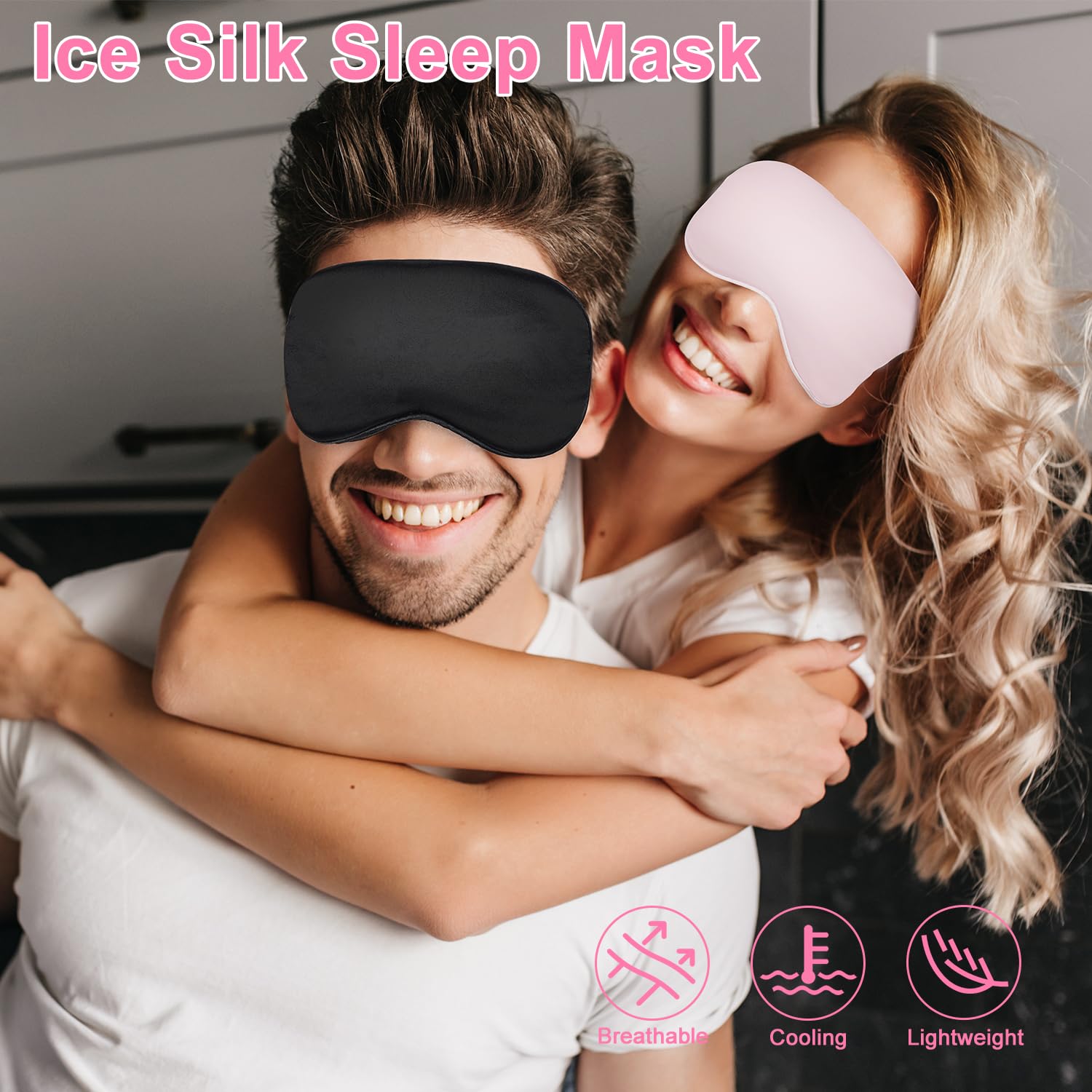 Schlafmaske mit kühlender Gel-Augenmaske, 2 Packungen beheizte Augenmaske zum Schlafen, wiederverwendbare Eisseide, Verdunkelungsaugenabdeckung, Schlafmaske für Reisen, Zuhause, Büro, Yoga,