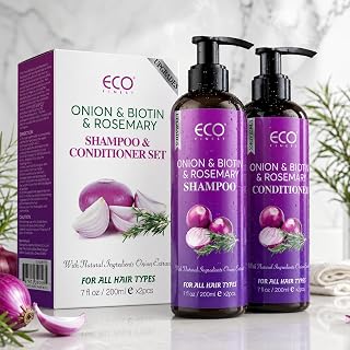 Onion Shampoo and Conditioner Set with Biotin for Hair Growth Support, Moisturizing & Volumizing Hair Care Treatment, Helps Create Fuller Thicker Looking Hair, Salon Quality Hair Care for Women & Men