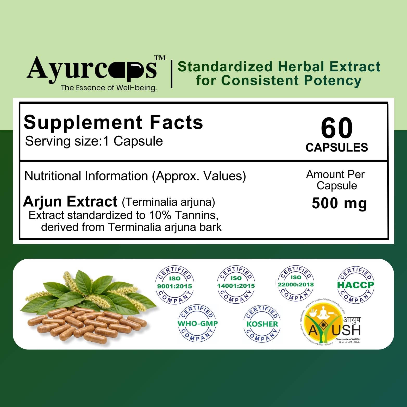 Arjun Capsules 500 Mg | 60 Vegetarian Capsules | Herbal Heart Support Supplement | Standardized Arjuna Extract | Ayurvedic Cardiovascular Wellness Formula — Amazon image 5