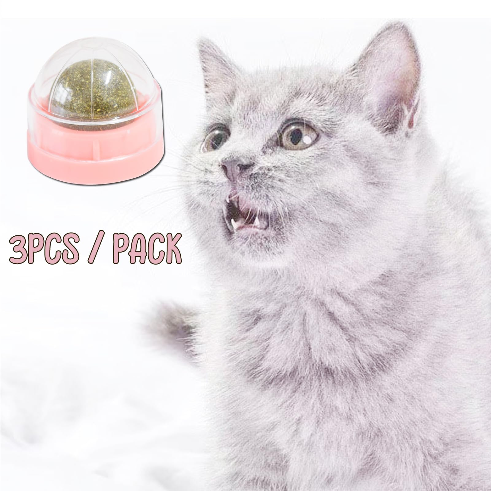 chaekoy Pink Catnip Balls for Cats - 3PCS Wall Catnip Toys Edible Cat Toys for Cat Lick Safe Healthy Kitten Chew Toys Teeth Cleaning Dental Cat Toys