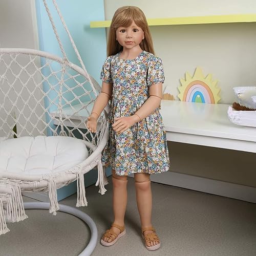 Muñecas Reborn realistas de 48 pulgadas para niños pequeños de pie cabello rubio largo cuerpo completo de silicona maniquí infantil muñeca con