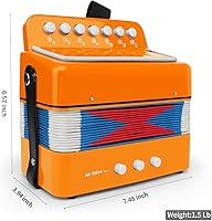 Vista 3 de Acordeón de botón de 10 teclas de control de acordeón incluye 3 válvulas de aire, instrumento ligero para niños, fácil de tocar, para desarrollo