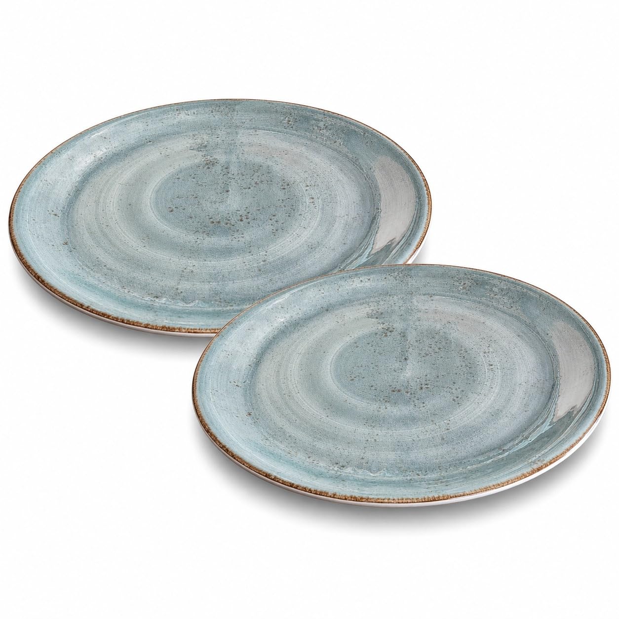 Pack 2 Platos Llanos Melamina 28 cm Azul Piedra | Efecto Cerámica Artesanal Rústica | Vajilla Ceracor Estilo Restaurante Resistente a Roturas, Apta Lavavajillas