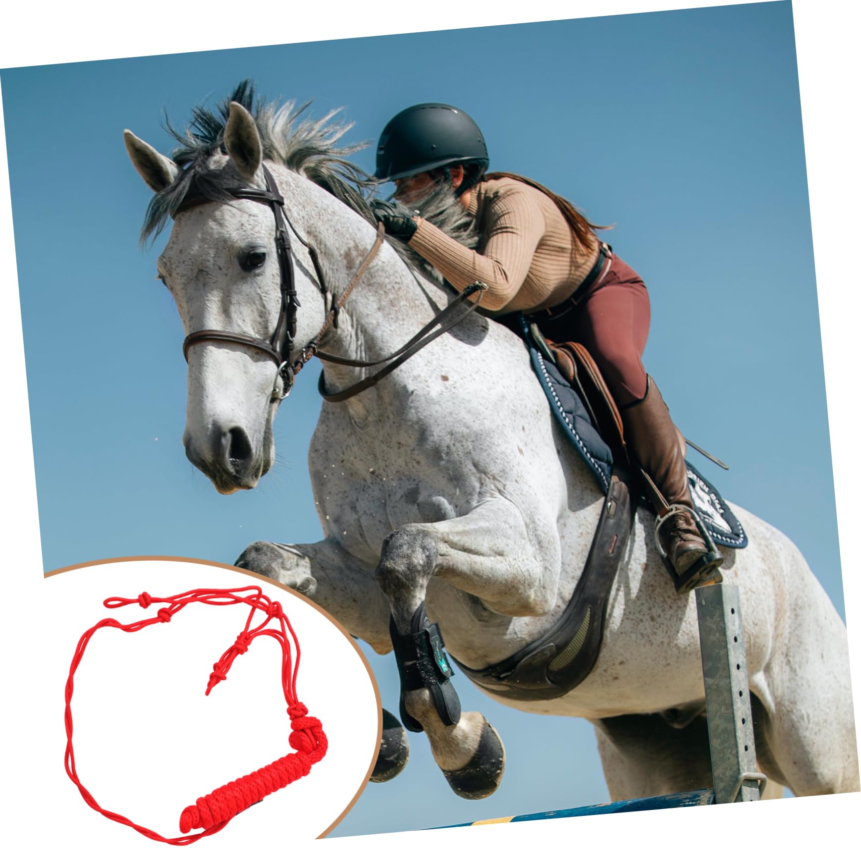 Cabestro para Caballos Rojo de Poliéster, Portátil y Fácil de Guardar | Equipo de Entrenamiento Ecuestre, Cabezada Trenzada de Uso Práctico, Suministro para Montar