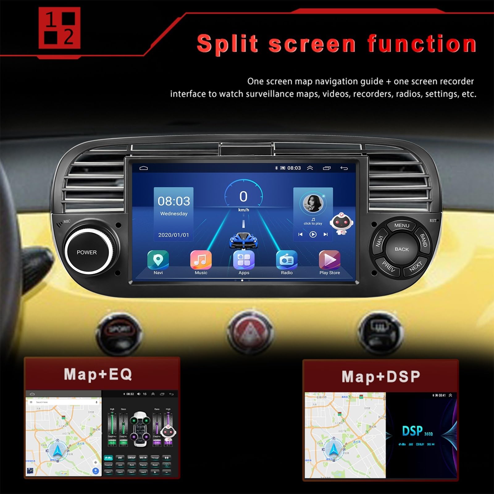 Nawigacja satelitarna Radioodtwarzacz samochodowy Odtwarzacz multimedialny Auto WIFI Nawigacja GPS(1 16G WE CAM)