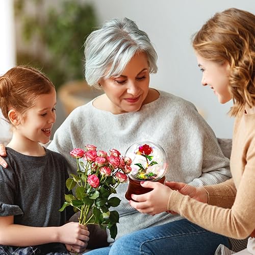 Miniatura 4 de Caja de música con forma de globo de nieve, globos de nieve musicales de rosas rojas preservadas, globo de nieve con luz LED, globo de agua, regalo