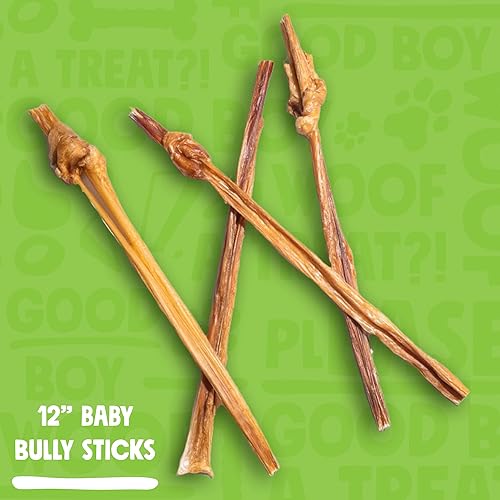 Miniatura 2 de Bully Sticks para perros pequeños, totalmente naturales, de un solo ingrediente, para cachorros y perros medianos (palitos de bebé de 12 pulgadas -
