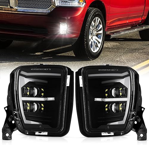 Auxbeam Luces antiniebla LED de repuesto para Dodge Ram 1500 2013 2014 2015 2016 2017 2018 lámpara antiniebla delantera con DRL, negro, aprobado por