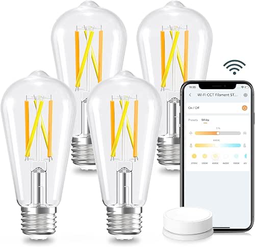 Linkind E26 Smart Edison Bulbs, 2700K-6500K Tunable WiFi Edison Bulbs