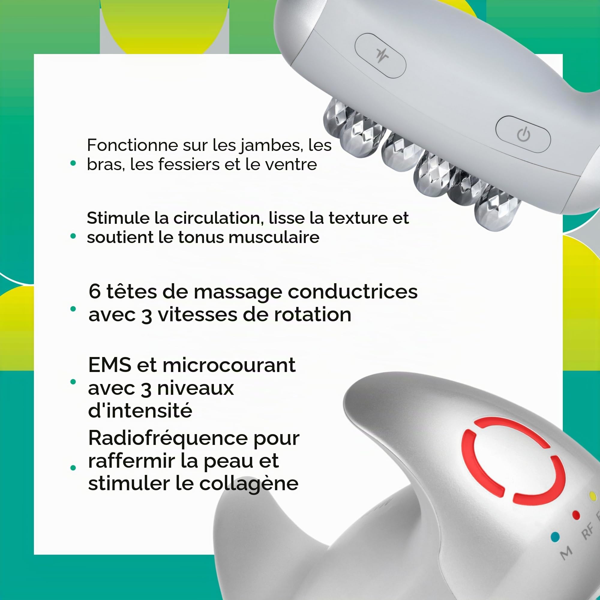 Magnitone Diablo Pro Appareil de sculpture intégrale du corps – Microcourant EMS, radiofréquence et massage – 3 niveaux d'intensité – sans fil, portable, batterie de 70 min – pour jambes, bras