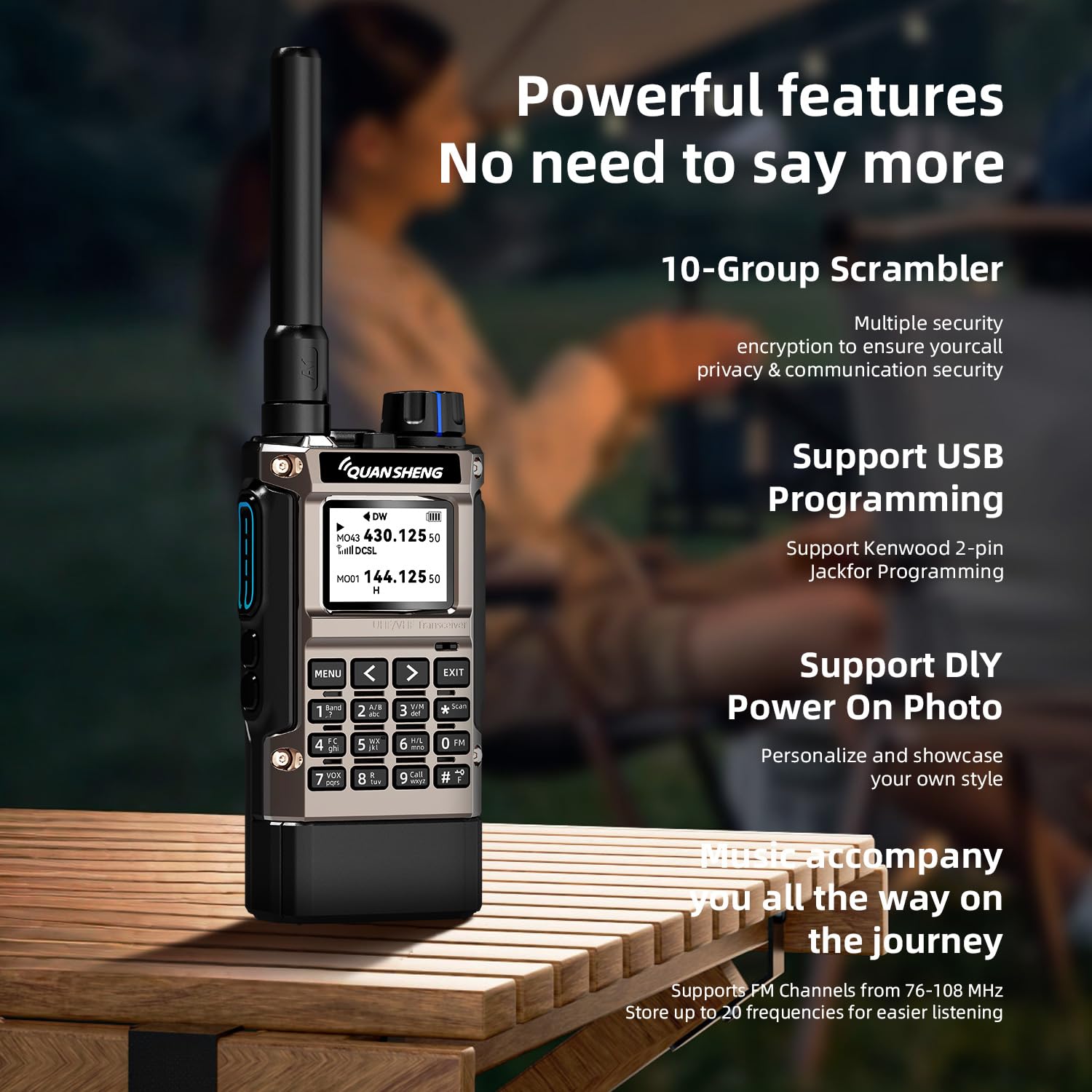 QUANSHENG Breitbandradio UV-K1 (8) Walkie Talkie Handheld Ham Radio, 2500mAh, Akku mit hoher Kapazität, 50-600MHz, Full Band Empfänger, Air Band, One Key Frequency Match, Wireless Copy, NOAA