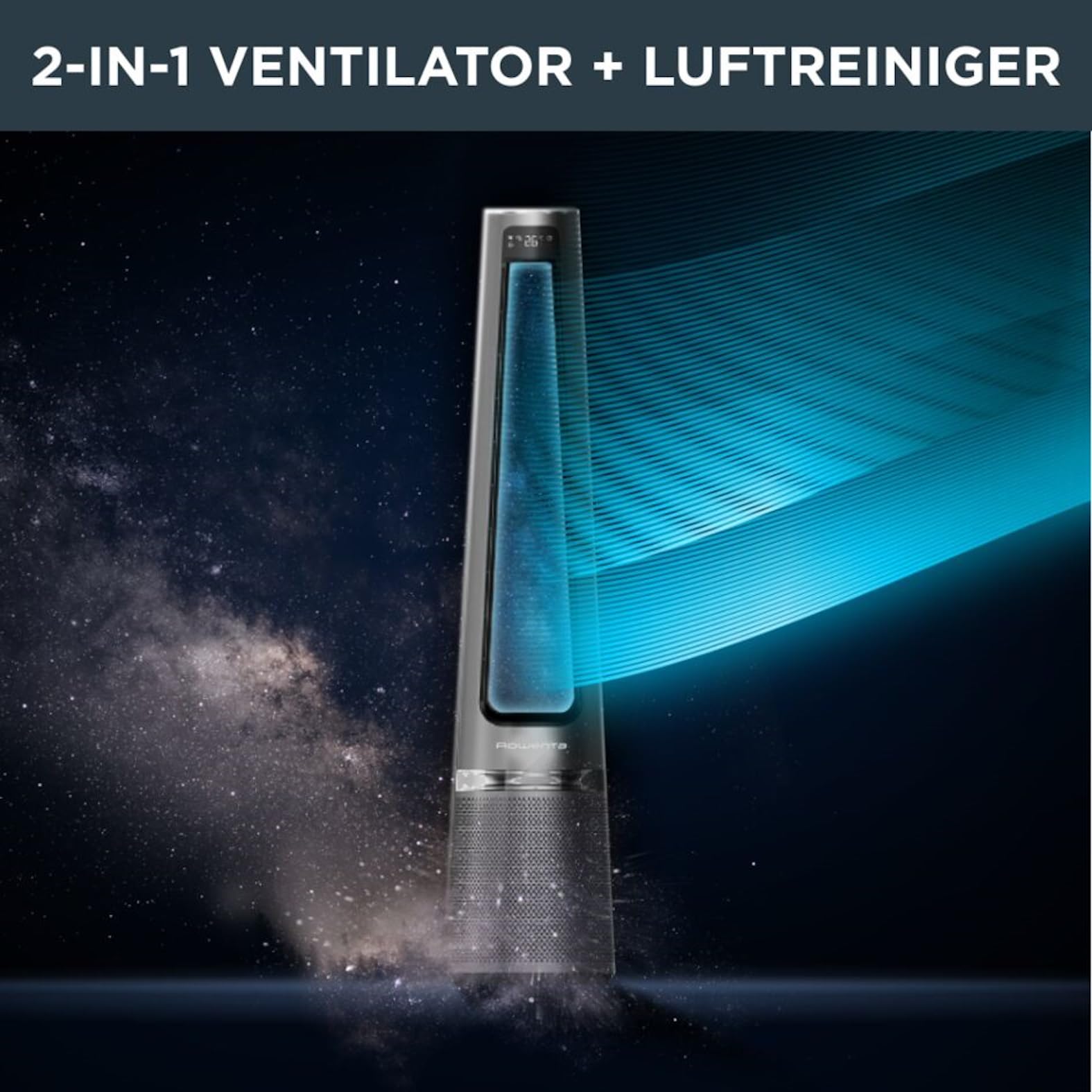 Rowenta Eclipse 2in1 Luftreinigungsventilator, Ventilator und Luftreiniger, bis zu 99,95% der Feinpartikel, Luftstrom bis 8m, Oszillation, 12 Geschwindigkeiten, Nacht-Modus, QU5030F0