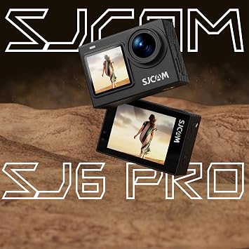 Sjcam Sj6 Pro واي فاي 4k60 Uhd 24 Mp 165° زاوية واسعة 1000 مللي أمبير 2”/1.3” كاميرا عمل الشاشة المزدوجة أسود