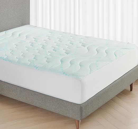 California Design Den Twin Cooling Mattress Pad, 3-Zone Quilted Twin Size Mattress Pad, Non- Slip Soft Twin Bed Mattress Pad, Deep Pockets Fit 8-20 Inch Mattresses