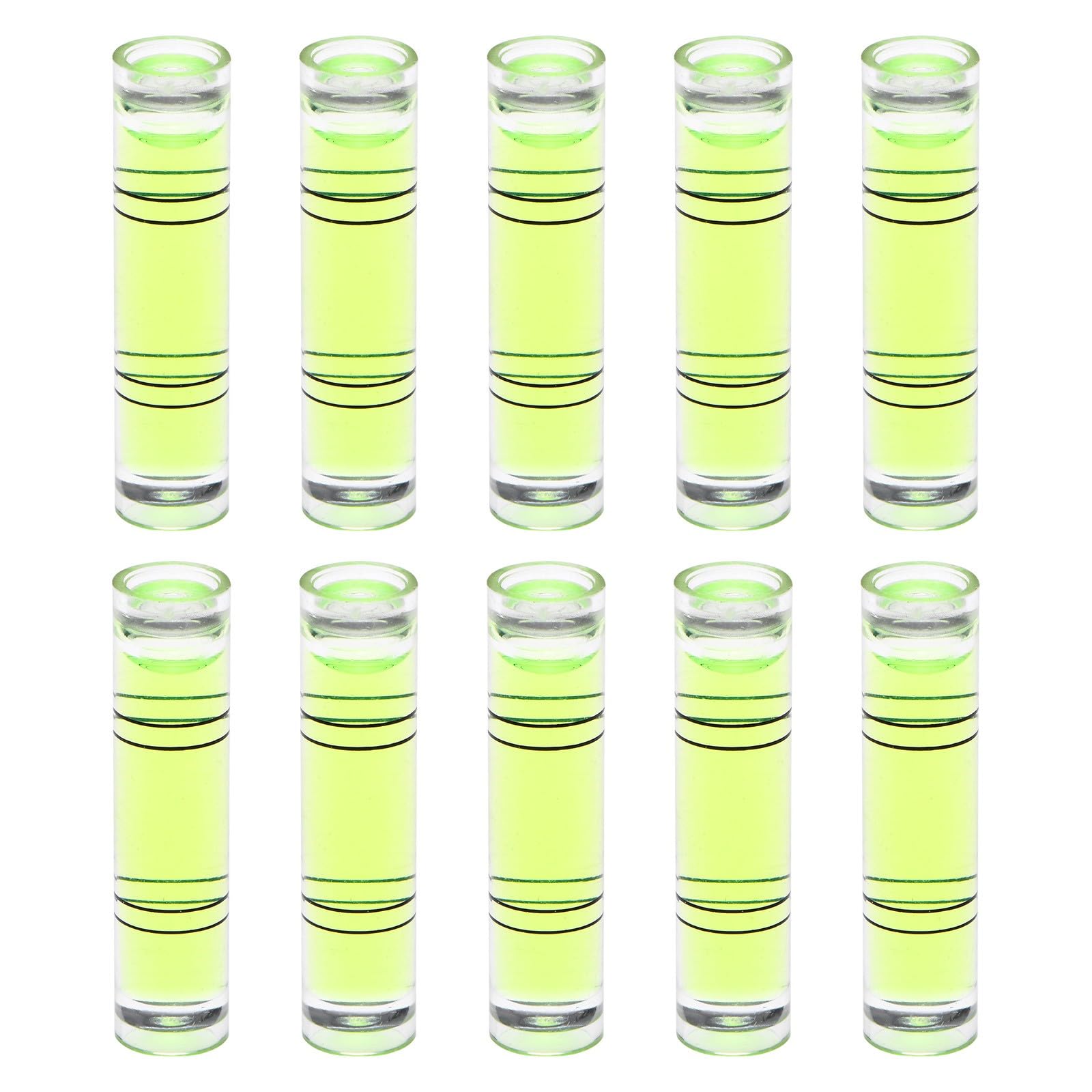 #US 10pcs Cylindrical Bubble Level 9.5x40mm Bullseye Spirit Levels Green