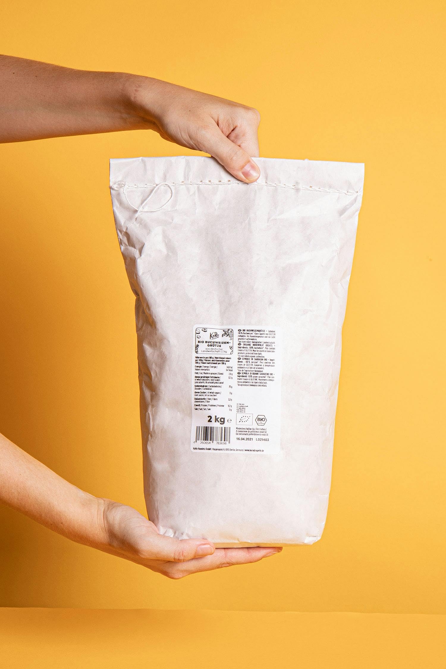 KoRo - Semoule de sarrasin 2 kg - Bio - goût naturel et légèrement noiseté - idéal pour porridge et recettes salées
