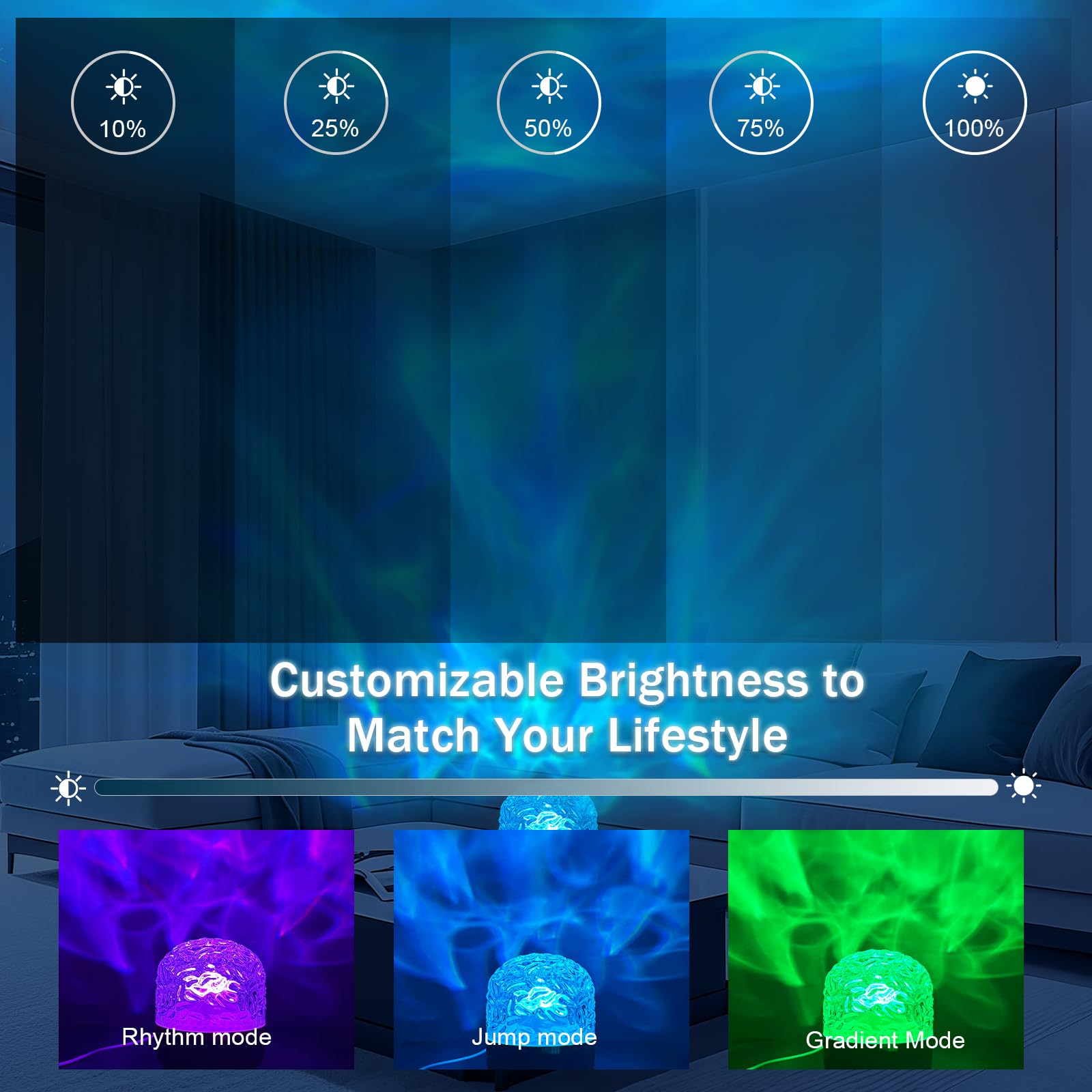 GY Ocean Globe, lampada da comodino a LED RGB, 16 colori, dimmerabile, con proiettore USB, lampada da tavolo romantica per camera da letto e soggiorno