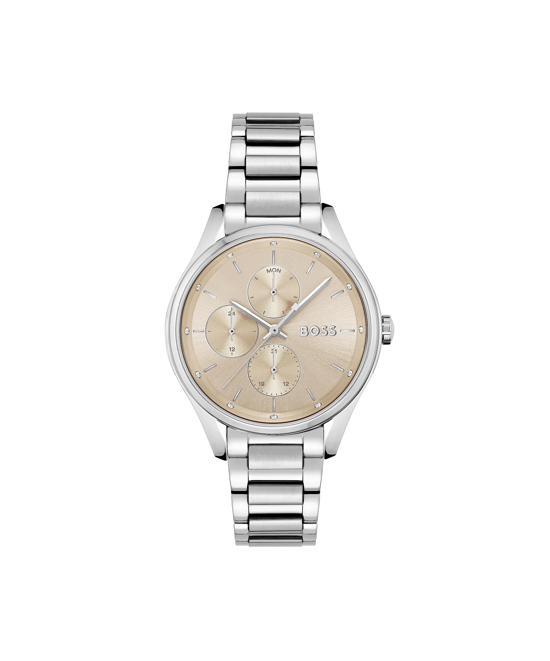 Hugo Boss Stainless Steel Grand Course Analog Rose Gold Dial Women Watch-1502604, Silver Band-image-30