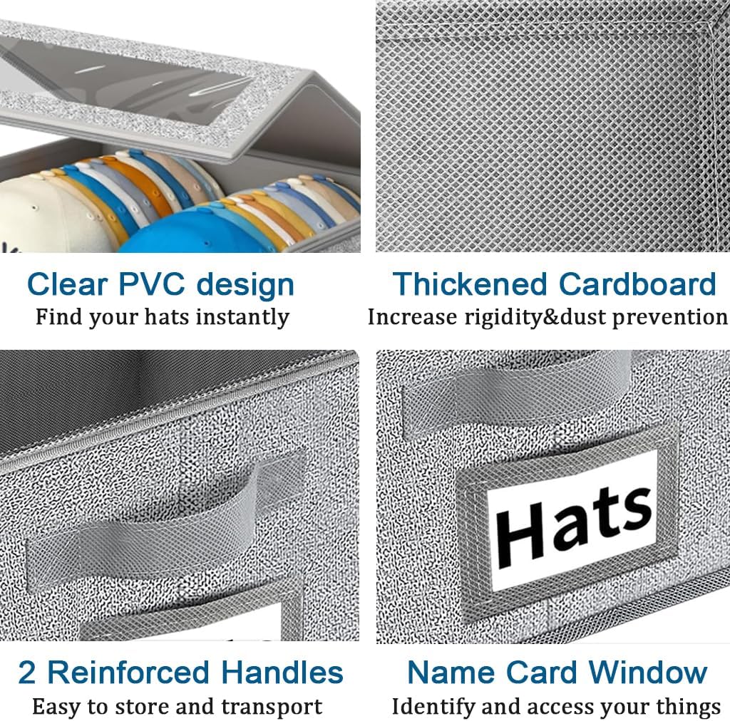 2-in-1 Stackable Hat Organizer for Baseball Caps Holds up to 48 Caps