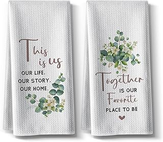 Funny Kitchen Towels,Together Spring Summer Seasonal Dishcloth,16x24Inch,Tea Towel for Home Decor,Absorbent Clean Bathroom Hand Towels,Gifts for Hostess Housewarming Wedding,Set of 2(Green)