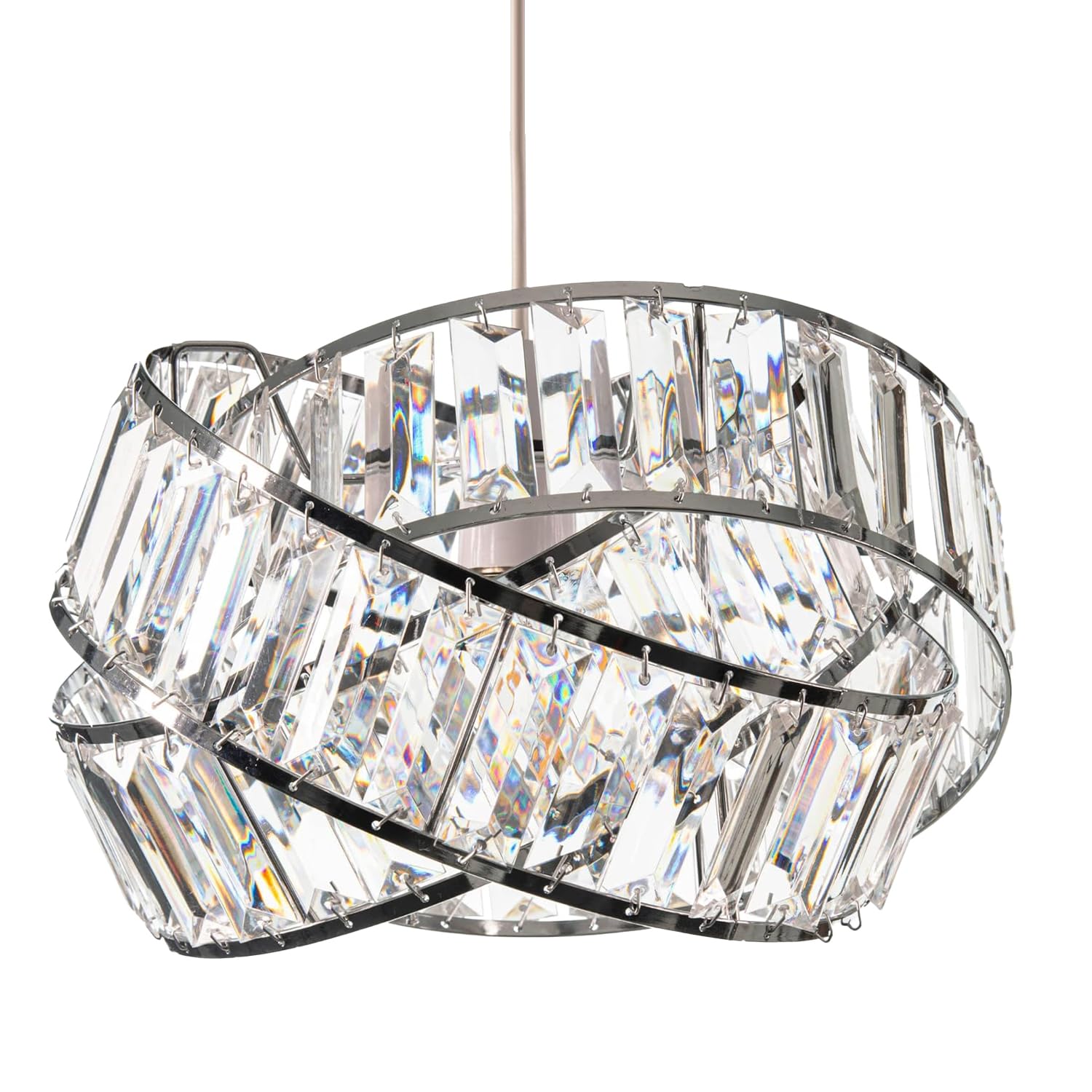 HAUSPRO Modern Chandeliers Ceiling Lights Living Room, Crystal Twist Lampshades for Ceiling Lights Silver, Flush Light Fittings Ceilings for Hallway, Bed & Dining Room Office