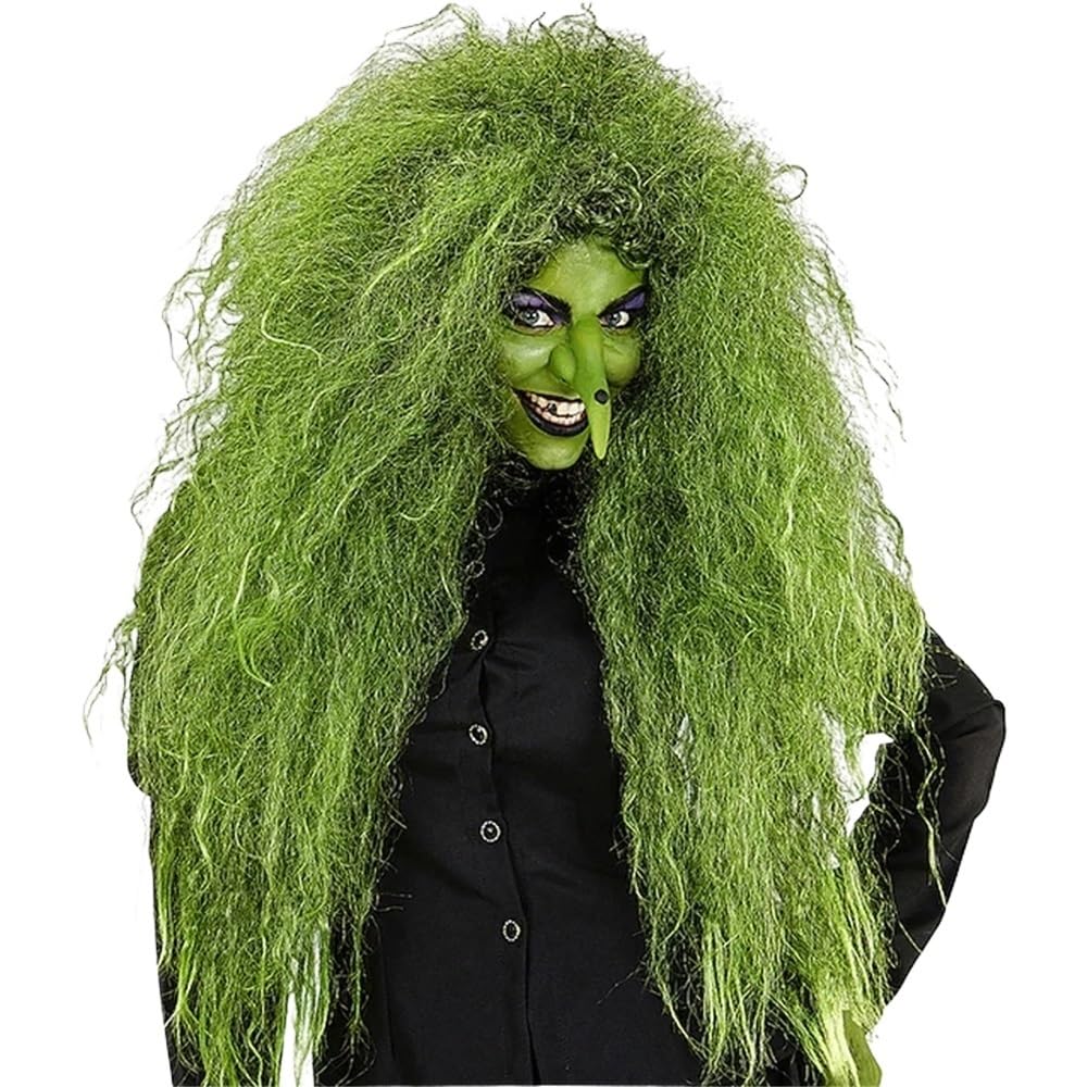 66 cm syntetyczna peruka czarownicy z włosów na Halloween Cosplay peruki imprezowe(zielona)