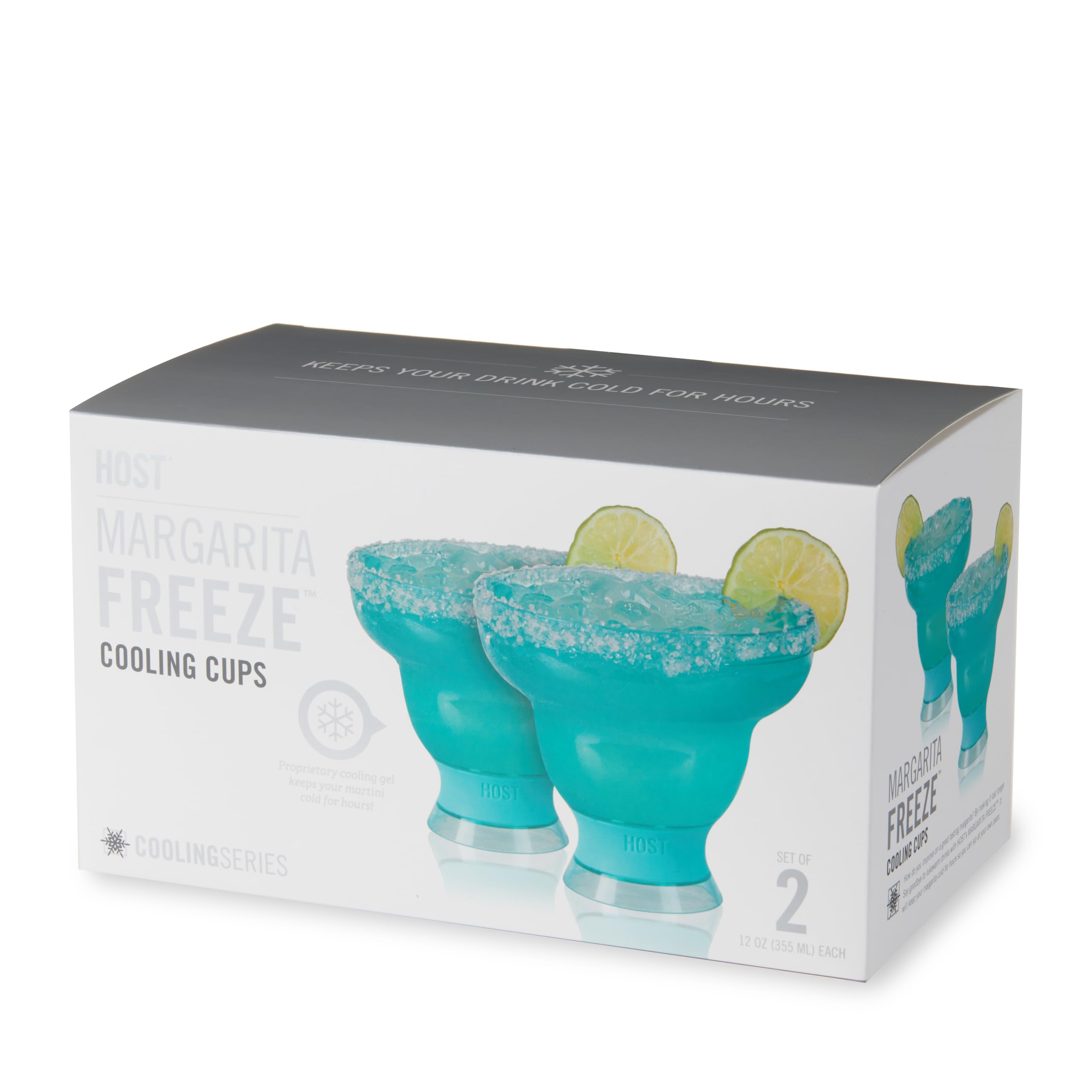 Host Freeze Cocktail, Frozen Cup Doppelwand Kunststoff Margarita Set Moderne Trinkgläser Aqua Blau 2er Set