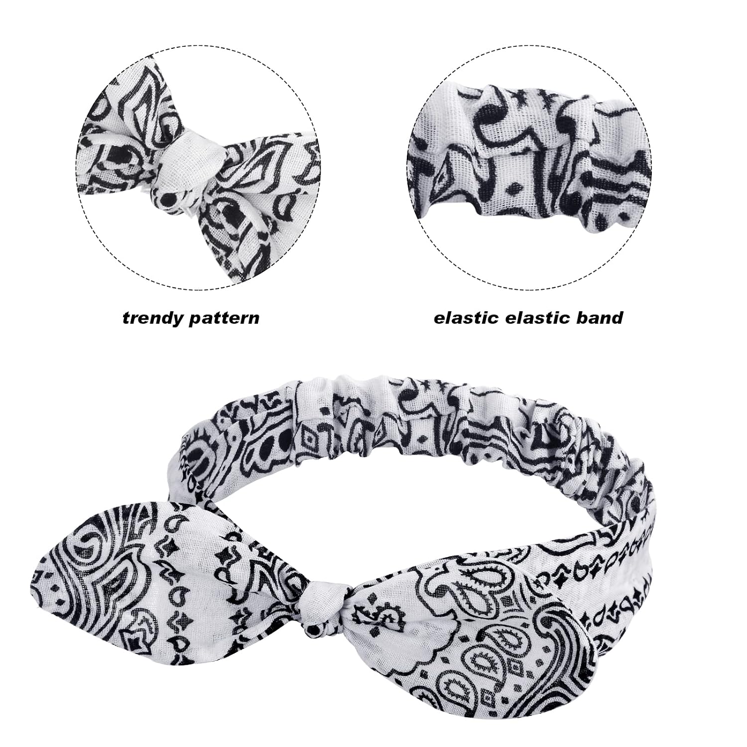 Hicarer 2 Pcs Bandana Headband for Women Girls，White image 4