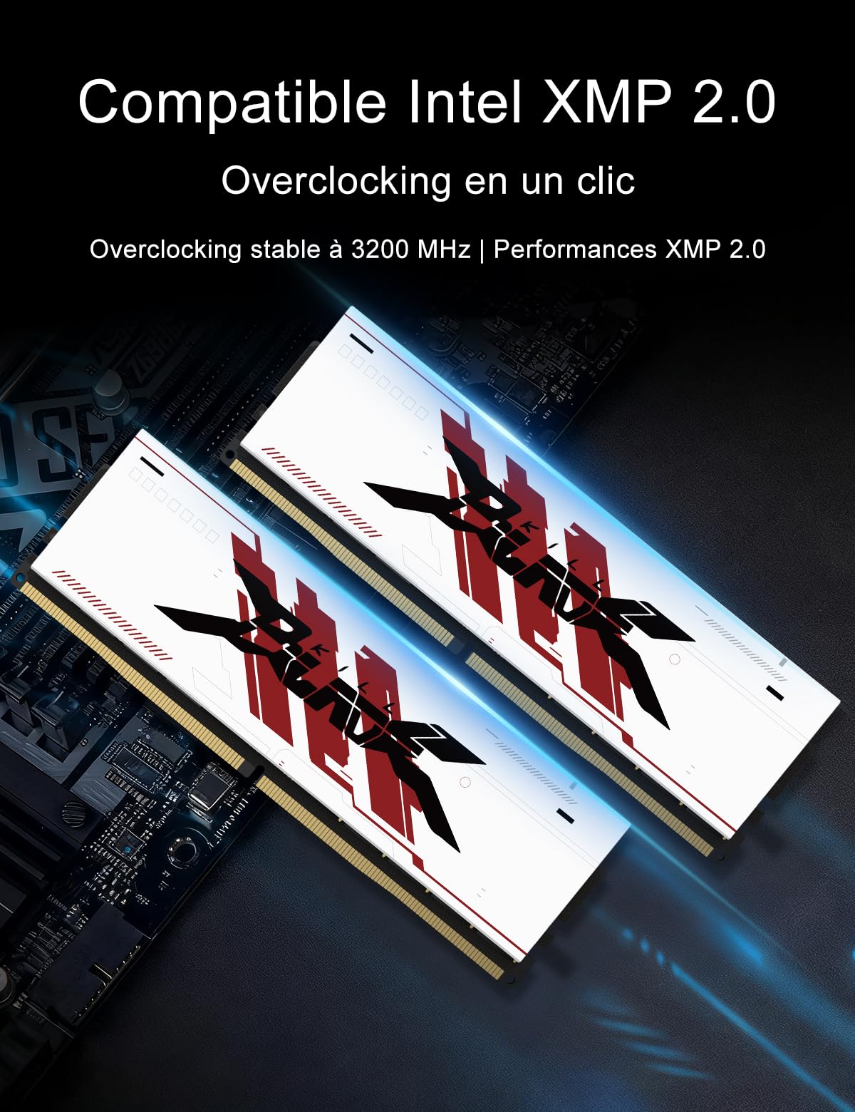 PUSKILL Mémoire RAM DDR4 32Go (2x16Go) 3200MHz CL16, PC4-25600 UDIMM 288-Pin 1,35V avec dissipateur Thermique, Mémoire Gaming pour Intel & AMD