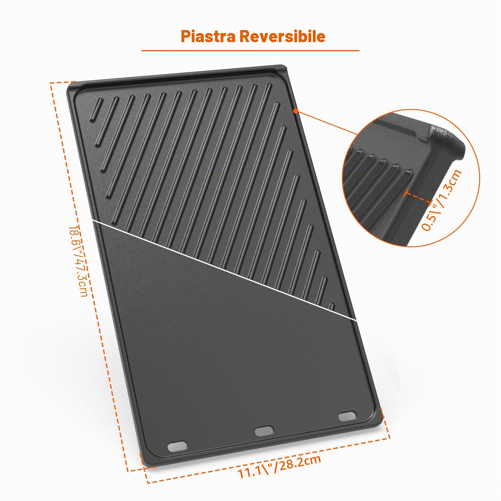 onlyfire Piastra in Ghisa per Griglie a Gas Weber Genesis II e II LX 400 Series, II E/S-410, II E/S-435, II LX E/S-440, Piastra Reversibile, Ricambio per Weber 66089/66097
