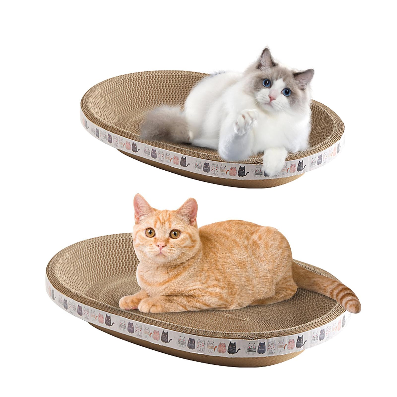 tongfeng Cat Scratching Board - Cat Scratching Mat - 2 In 1 Oval Cat Scratcher Cardboard Bowl Nest - Oval Shaped Cardboard Cat Bed - Cat Scratching Board - Cardboard Cat Scratchers For Nai