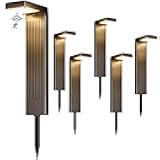 Solar Pathway Lights Outdoor 6Pack, 2 Color in 1 Motion Sensor Walkway Lights 400LM with Warm/Cool White, 12H Lasting, IP65 Waterproof Solar Landscape Lighting for Garden, Yard