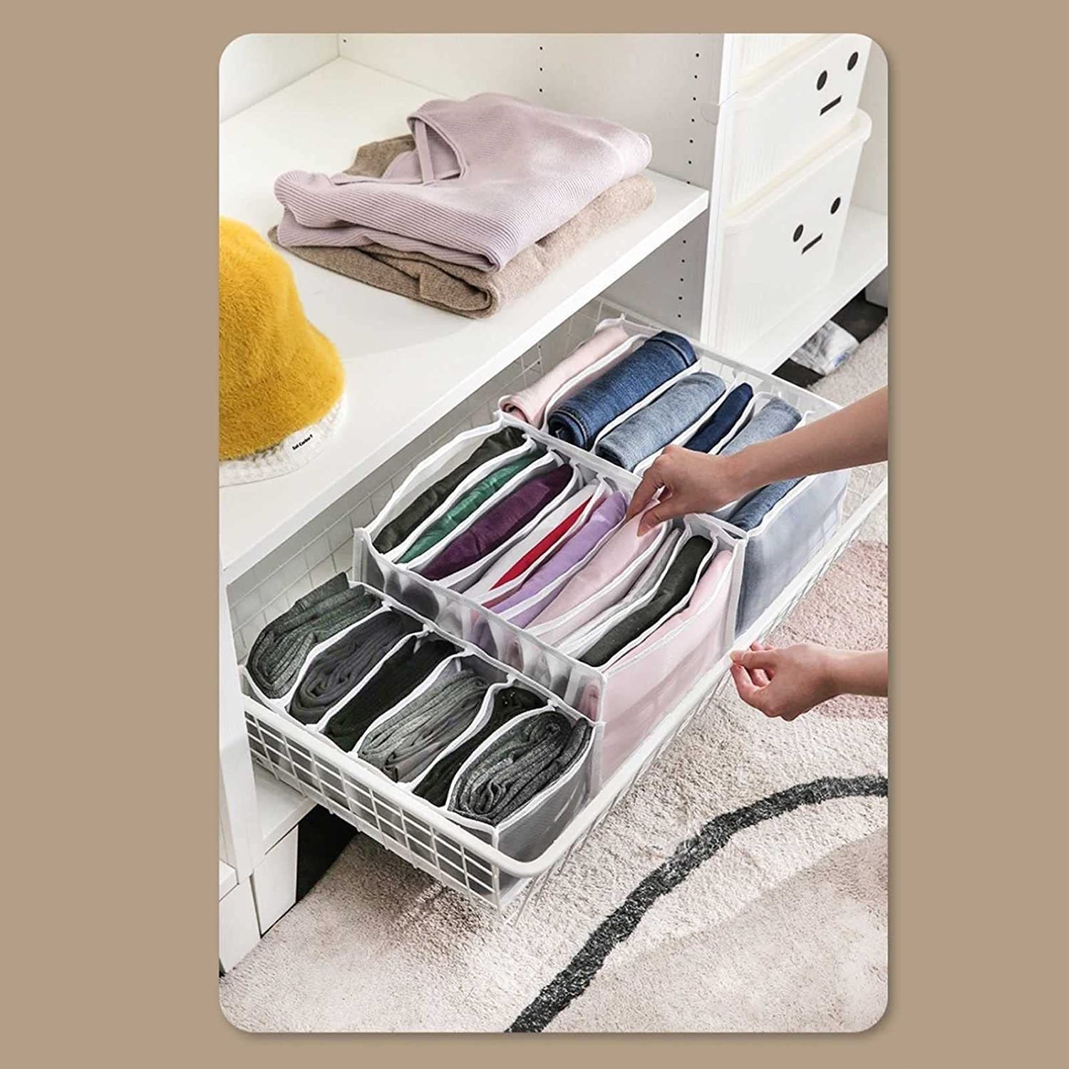 5 Pezzi Organizzatore Di Vestiti Lavabile Per Guardaroba Vano Portaoggetti Per Jeans Organizzatore Per Cassetti Dell'armadio Pieghevole Scatola Di Separazione Della Maglia 6 Griglia/9 Griglia