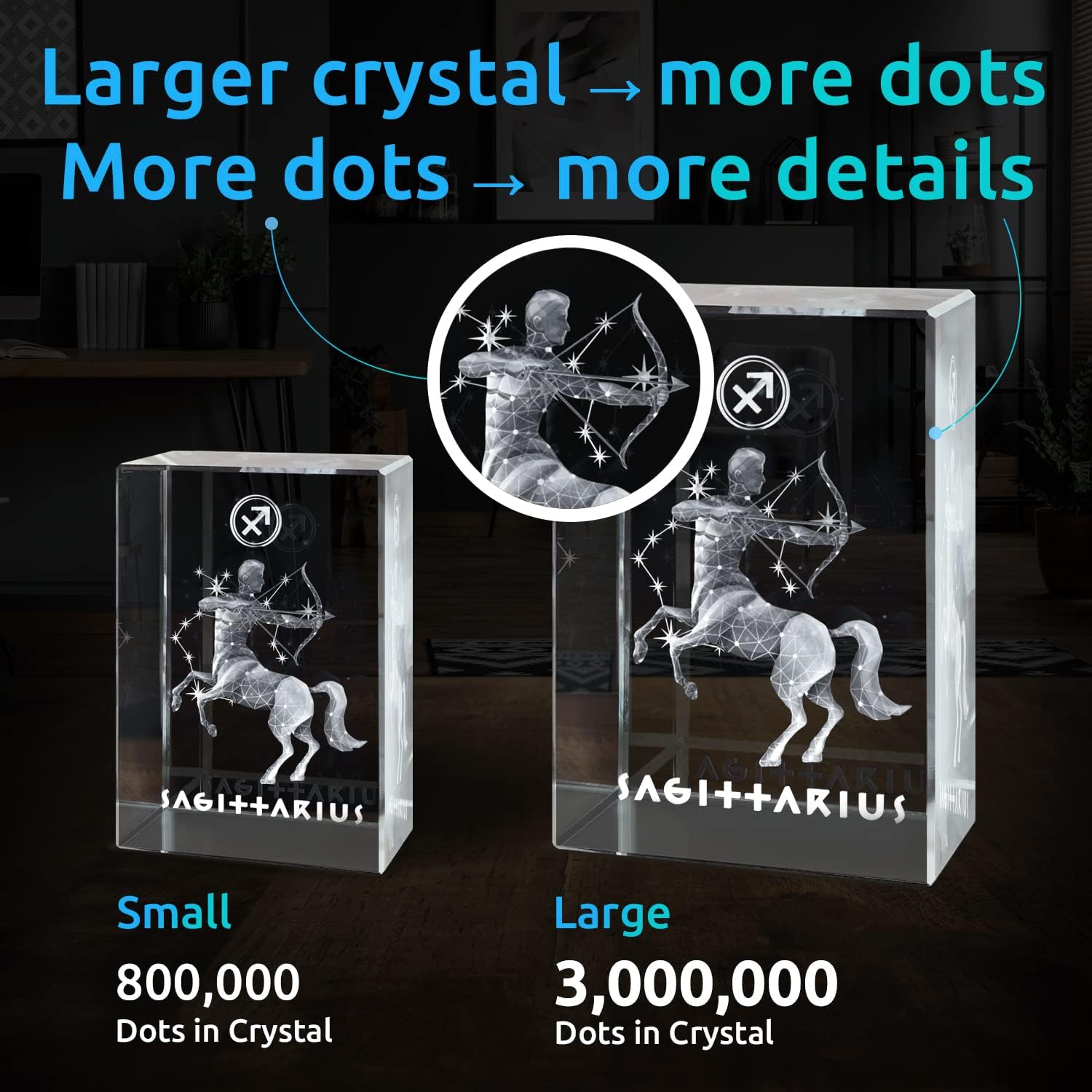 ArtPix 3D Zodiac Sign Crystal Gifts, 3D Laser Etched Engraved Sagittarius Zodiac Symbol Crystals, Personalized Memorial Birthday Gifts for Mom, Dad, Men, Women, Him, Her, LED Light Base Included