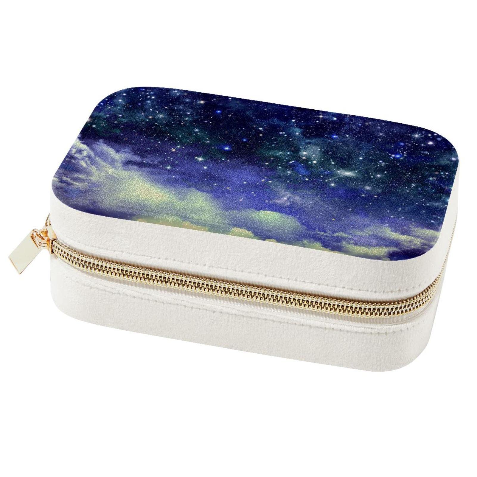 Boîte à bijoux de voyage portable : cadeau de demoiselle d'honneur ciel étoilé