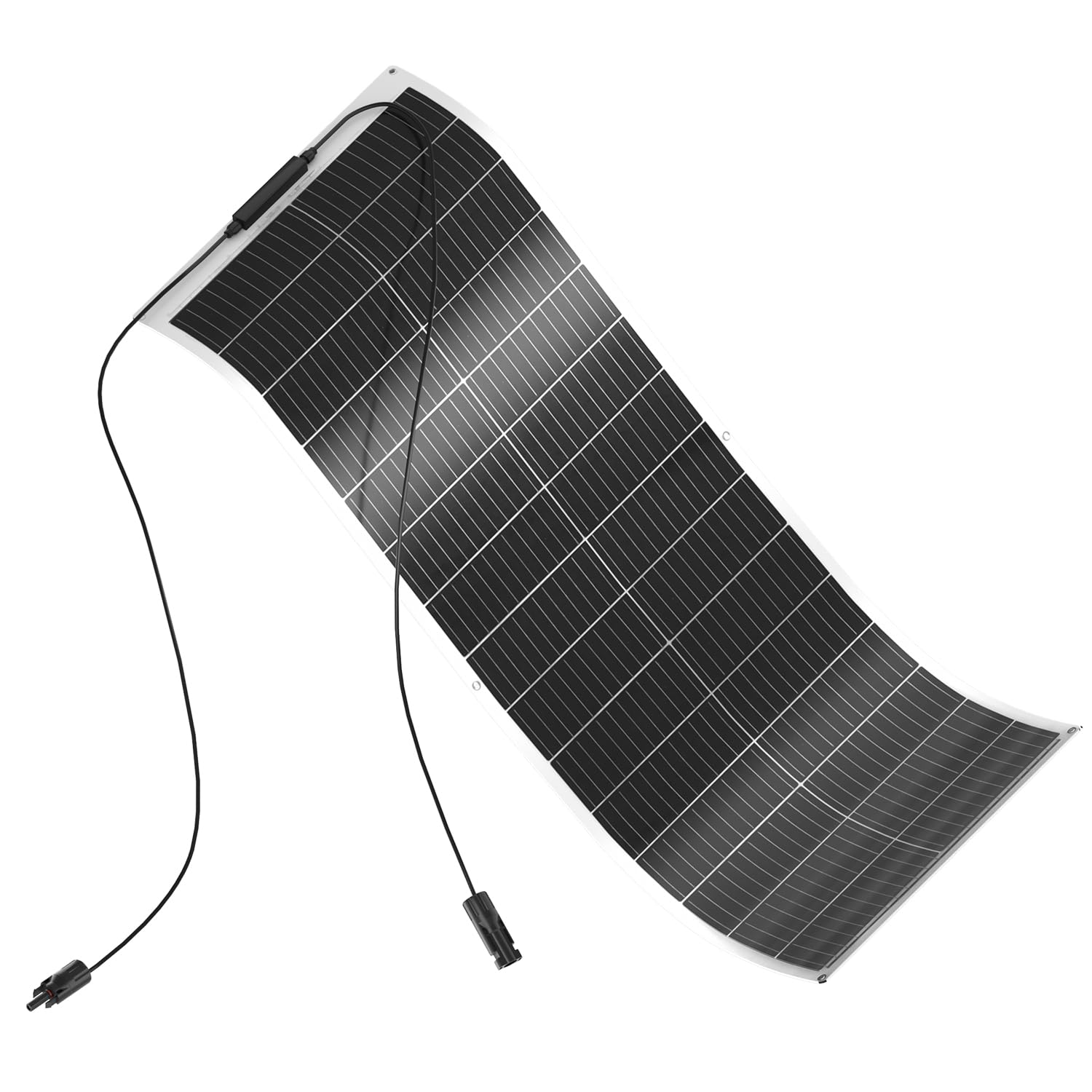 Solarpanel Flexibel 100W, 12V Flexibles Solarpanel Schmal Lang | 100Watt Solarmodul für 12V Batterien Wohnmobil Balkon Wohnwagen Boot Photovoltaik Panel Solaranlage Pv Modul Weiß
