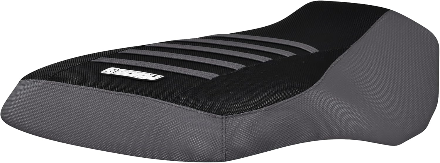 Enjoy Mfg Seat Cover - Compatible with Yamaha 2007-2015 Grizzly 700, 2009-2014 Grizzly 550 Color Sides/Ribbed #351 (Grey Sides/Black top/Grey Ribs)