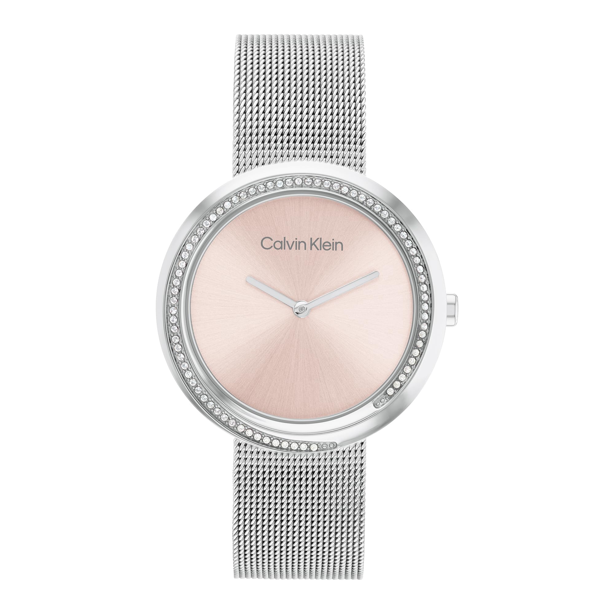 Calvin Klein Analog Quarzuhr für Damen mit Edelstahl-Mesh-Gliederarmband Kollektion Twist