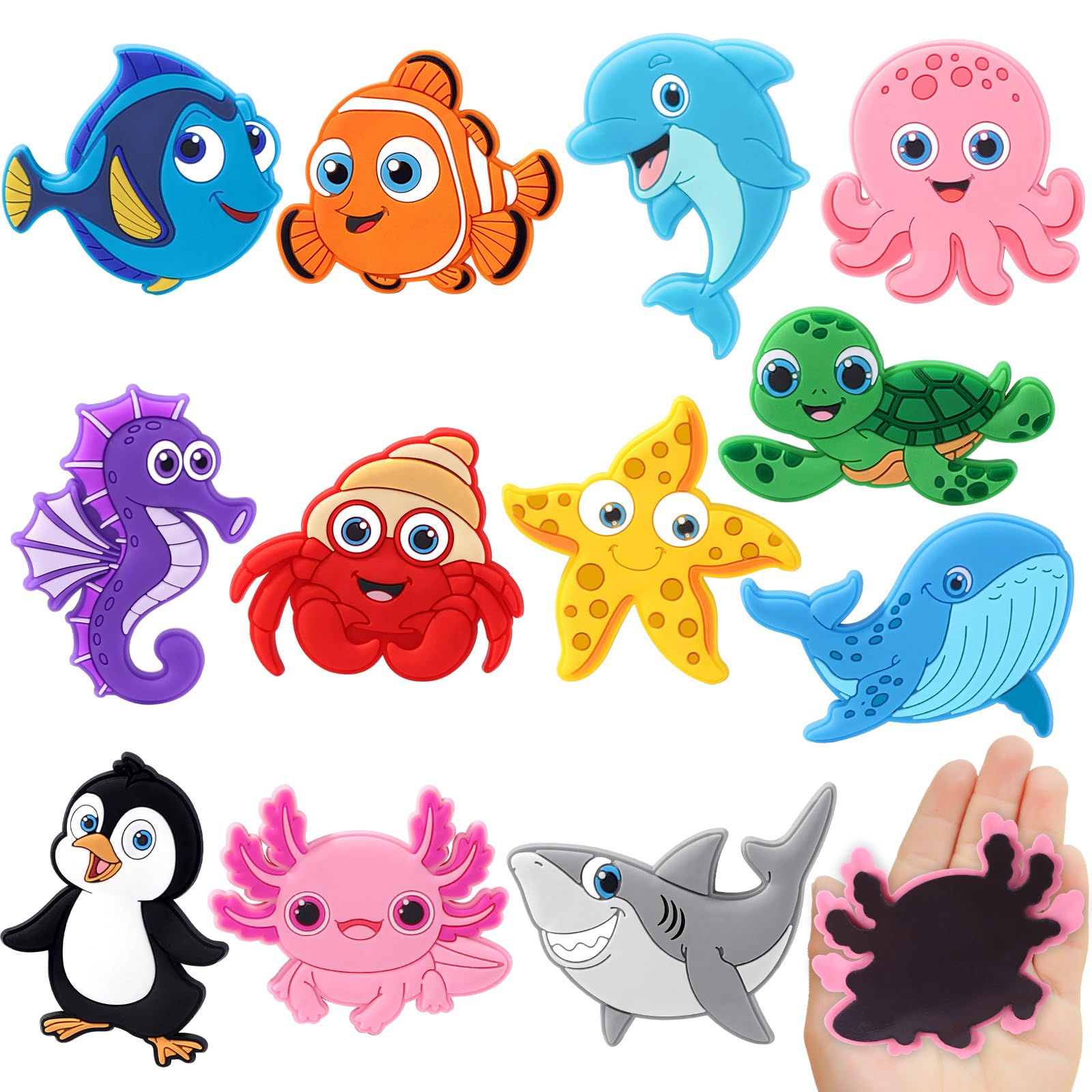 XIMISHOP 12PCS Marine Animal Fridge Magnets for Kids，Cute Cartoon Sea Ocean Animals Fridge Refrigerator Magnet for Kids Montessori Educational Fridge Magnets