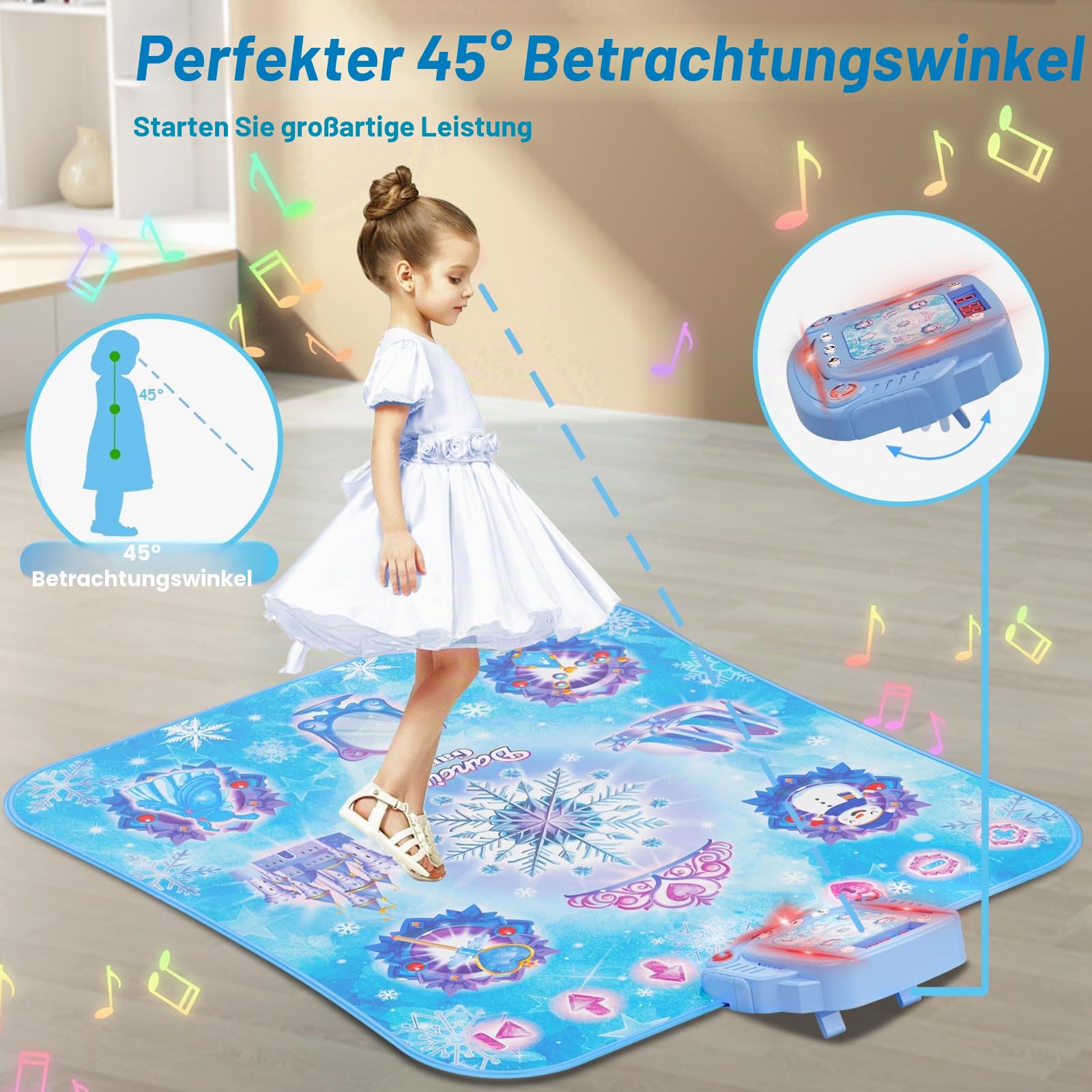 Tanzmatte Kinder Spielzeug Geschenke für Mädchen 3 4 5 6 7 8 9 Jahre, 2025 8 Tasten Tanzmatte mit Bluetooth, Fließendes Licht Kontrollsystem mit Ständern, Prinzessin Geschenk für 3-12 Jahre Mädchen