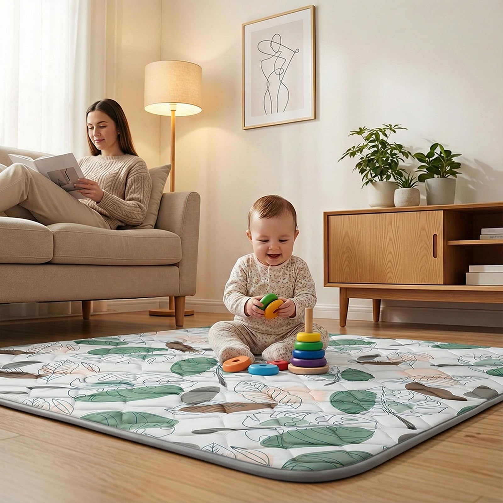 UBRAVOO Baby-Spielmatten, Krabbel-Laufgittermatte, Schaumstoff-Spielmatte für Babys und Kleinkinder, faltbare Krabbelmatten, rutschfest und maschinenwaschbar (Tropischer Regenwald, 180cm*150cm)
