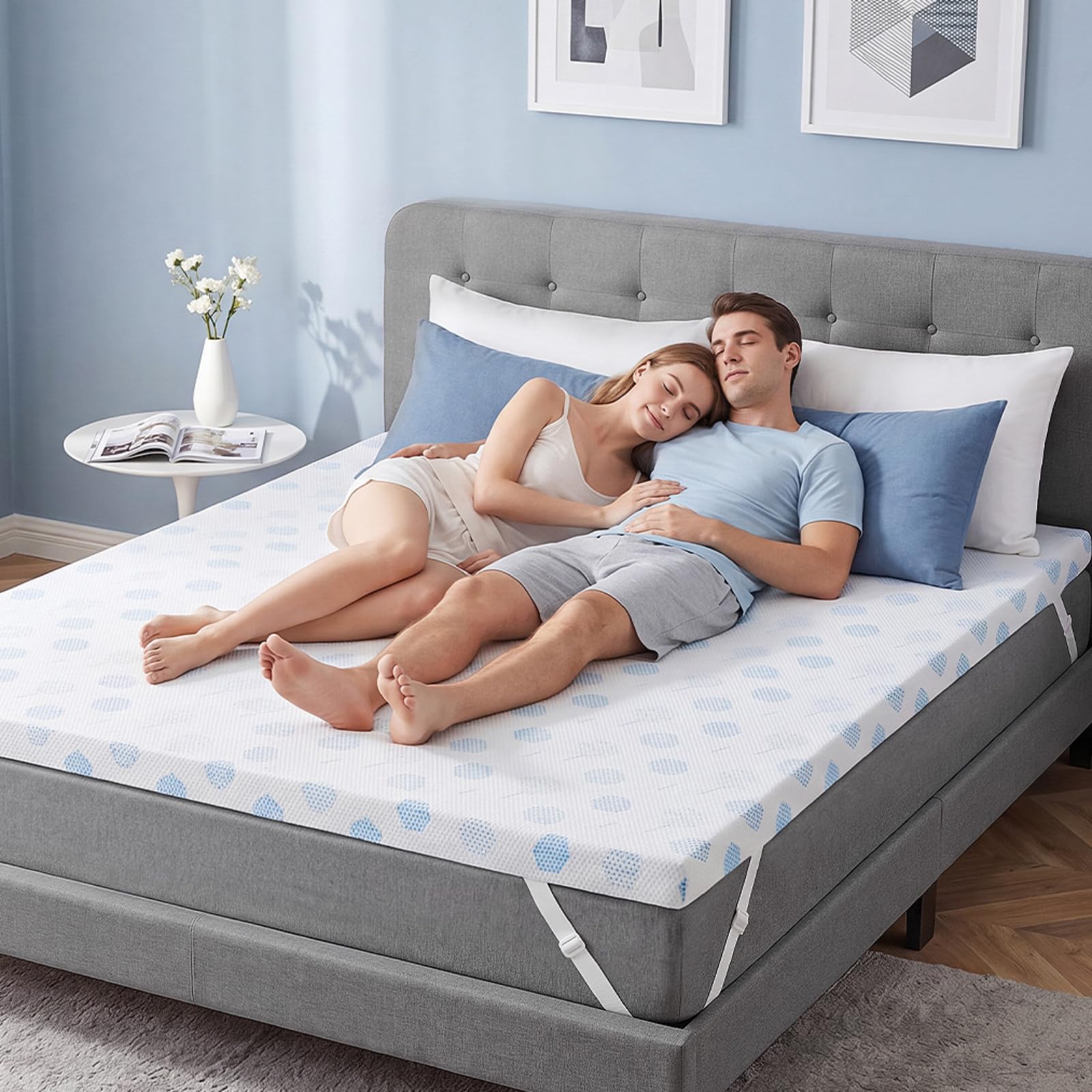 Surmatelas 160x200 Mousse mémoire Forme Gel 7cm Respirant 2 Personnes